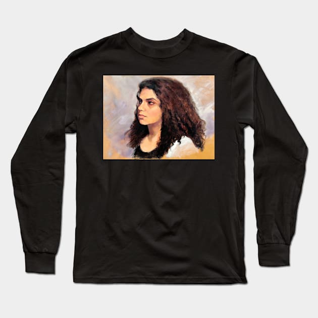 Portrait of Natalie ~ oil painting Long Sleeve T-Shirt by rozmcq